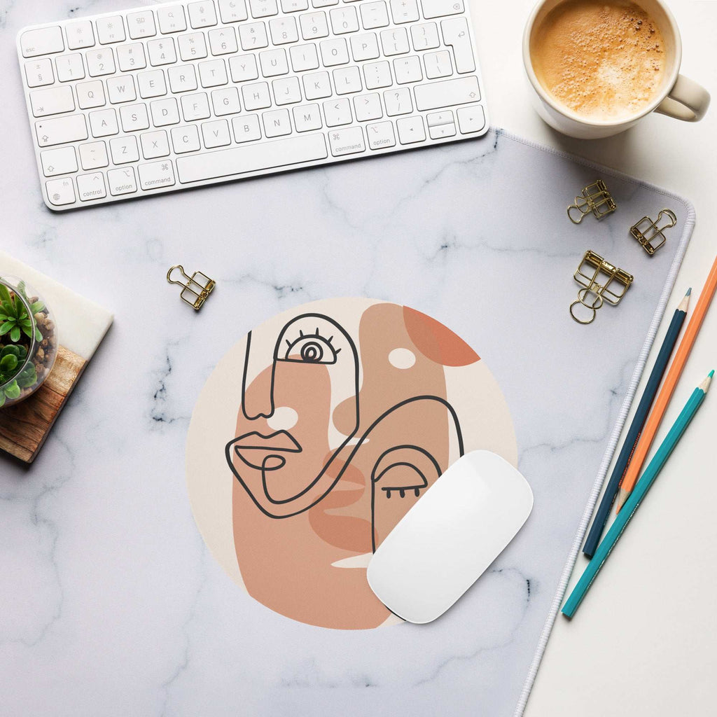 Mouse pad „Dual Faces” — Artă minimalistă continuă | Suprafață textilă anti‑alunecare | Dreptunghi & Rotund