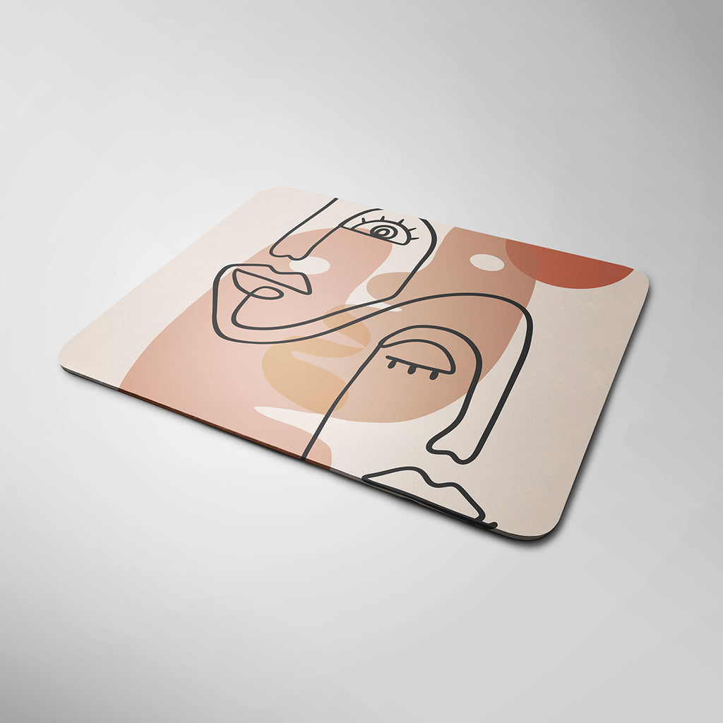 Mouse pad „Dual Faces” — Artă minimalistă continuă | Suprafață textilă anti‑alunecare | Dreptunghi & Rotund