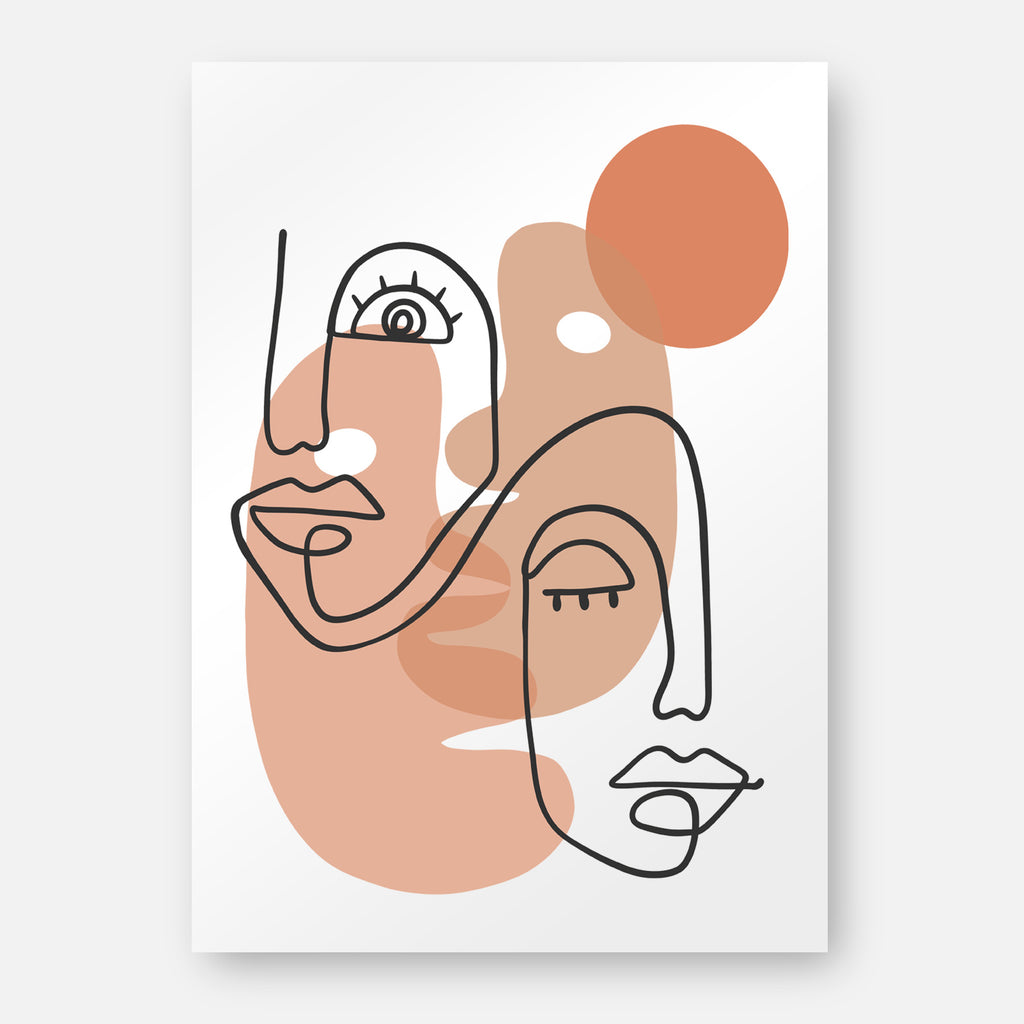 Poster & tablou „Dual Faces” — Artă minimalistă continuă | Chipuri stilizate abstracte | A4, A3, B2, B1