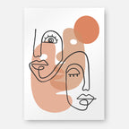 Poster & tablou „Dual Faces” — Artă minimalistă continuă | Chipuri stilizate abstracte | A4, A3, B2, B1