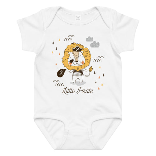 Body bebelusi Little Pirate alb, bumbac 100% premium, design colorat, 12 luni