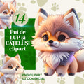 Clipart cu Pui de Lup și Cățeluși în Stil Anime