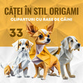 Clipart Căței în Stil Origami: Rase de Câini