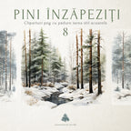 Set Clipart Pini Înzăpeziți Acuarelă | PNG cu Fundal Transparent | Pentru Invitații și Design Digital