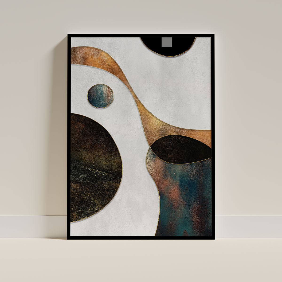 Poster & Tablou forme geometrice fluide – Design elegant cu accente aurii | A4, A3, B2, B1