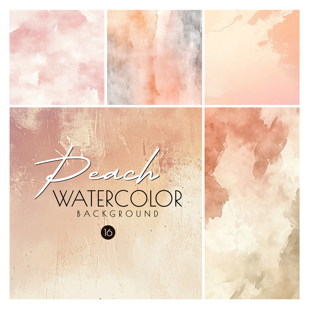 Fundaluri Digitale Piersică Watercolor - 16 Imagini PNG de Înaltă Rezoluție
