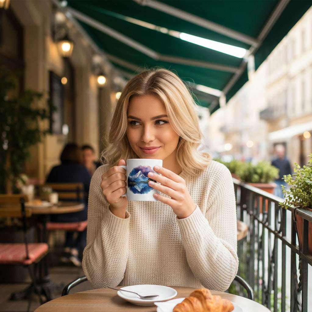 Cană „Peisaj Cosmic Montan” – 330 ml, 440 ml & 590 ml | Ceramică Premium | Produsă la Comandă