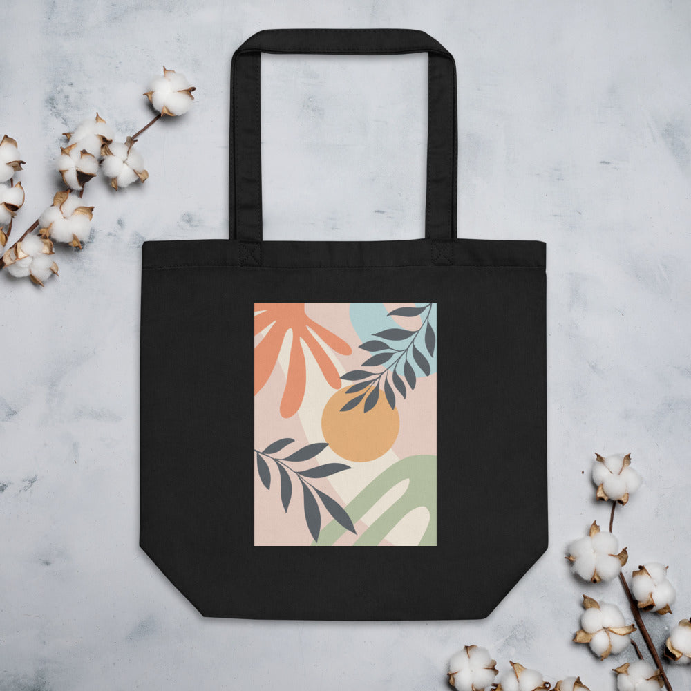 Sacoșă Eco „Forme Botanice” – 100% Bumbac Organic | Design Abstract | Reutilizabilă