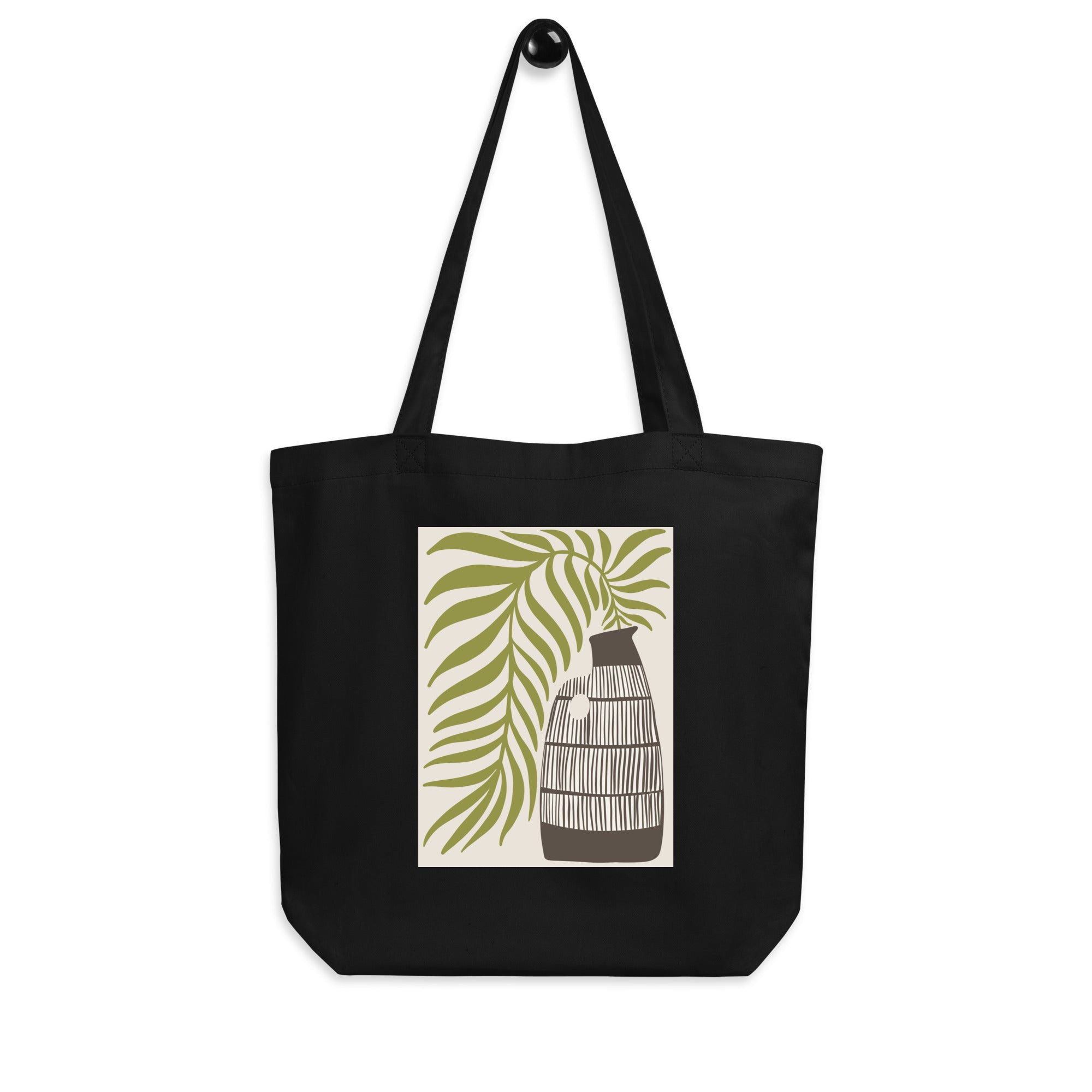 Sacoșă Eco „Vază și Frunză” – 100% Bumbac Organic | Design Minimal Botanic | Reutilizabilă