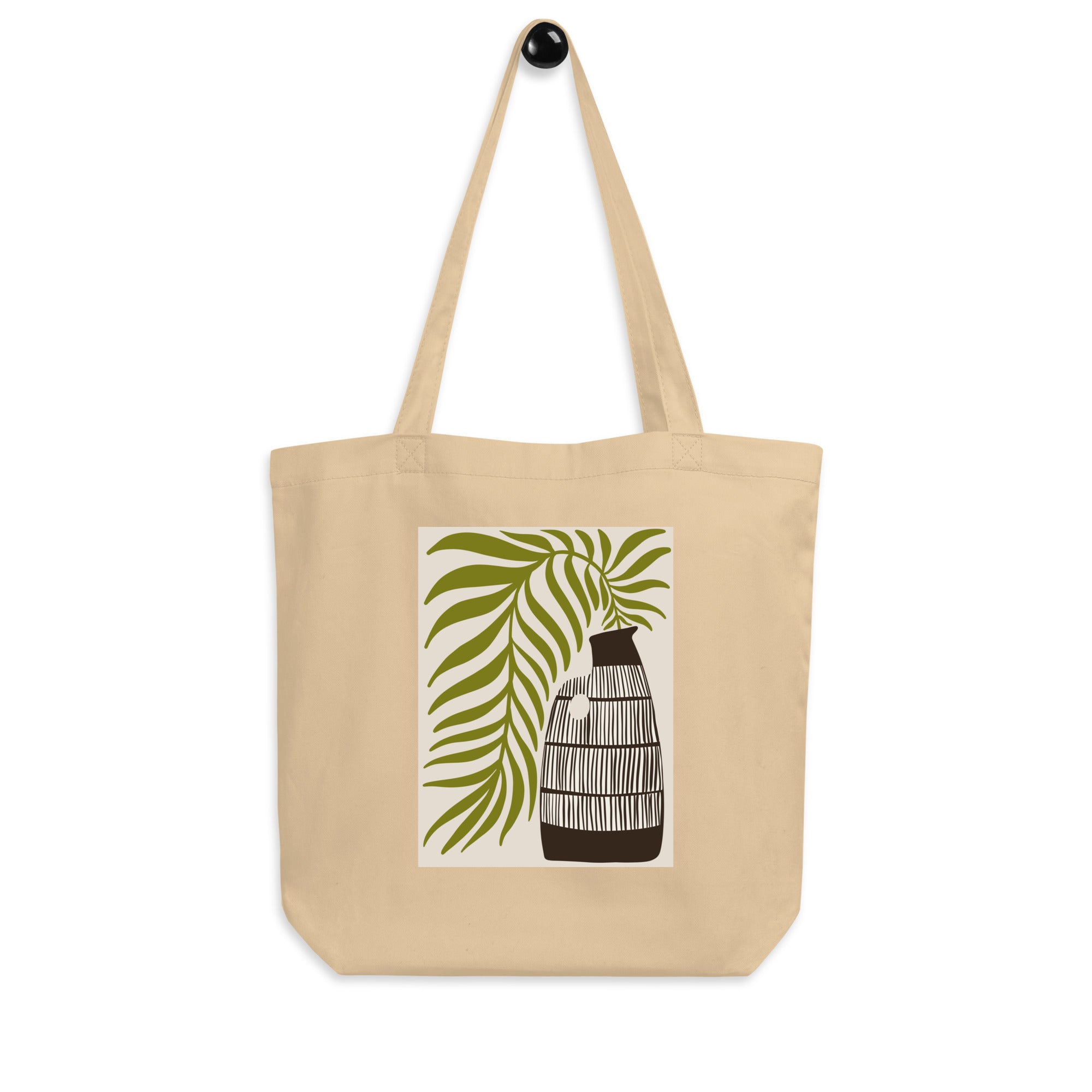 Sacoșă Eco „Vază și Frunză” – 100% Bumbac Organic | Design Minimal Botanic | Reutilizabilă