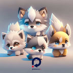 Clipart cu Pui de Lup și Cățeluși în Stil Anime