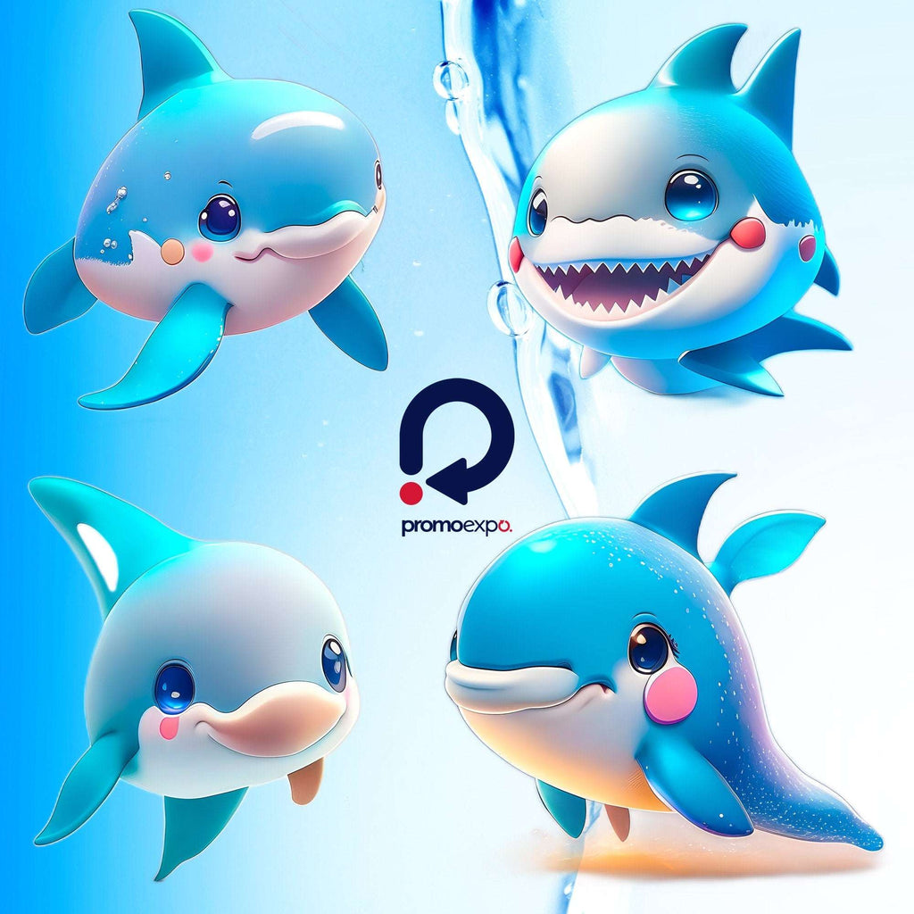 Cute Anime Sharks & Dolphins – Clipart PNG adorabil cu rechini și delfini în stil anime