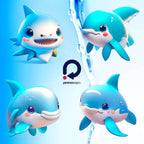 Cute Anime Sharks & Dolphins – Clipart PNG adorabil cu rechini și delfini în stil anime
