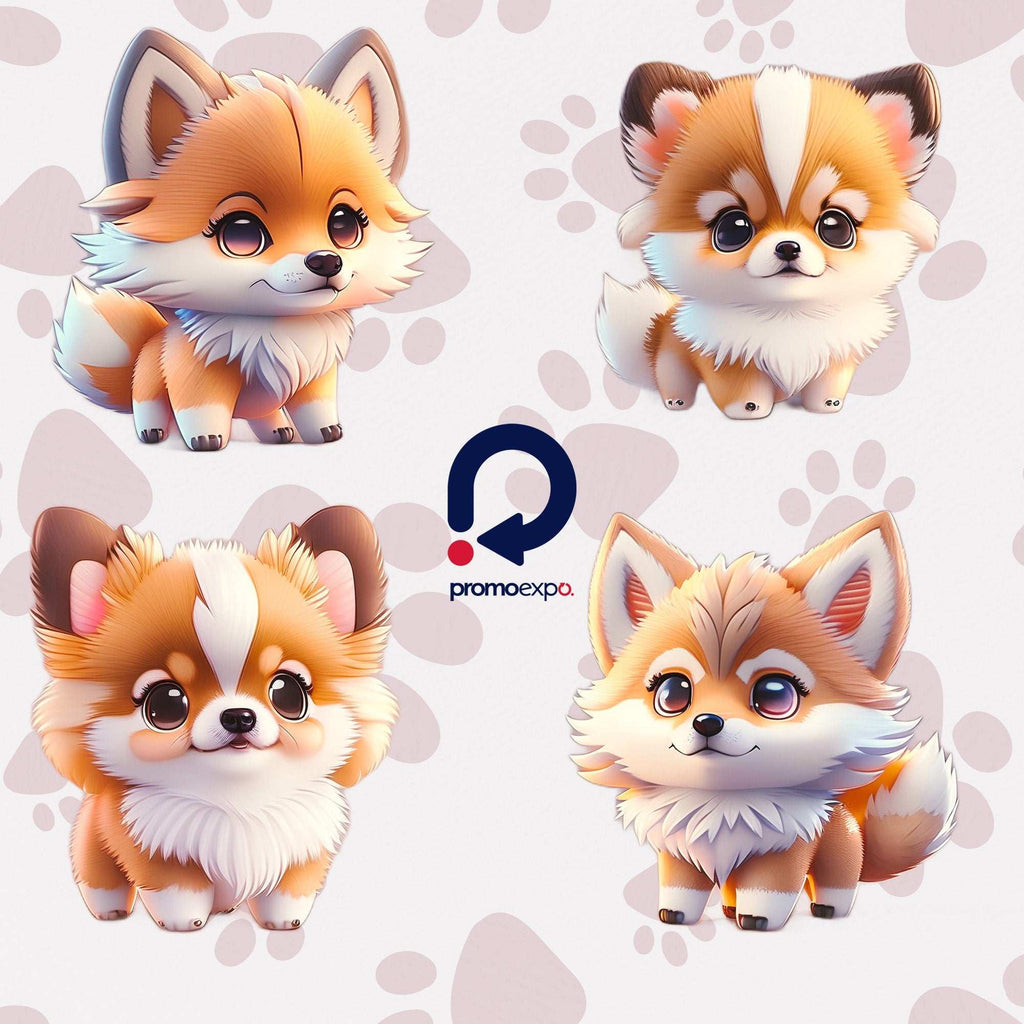 Clipart cu Pui de Lup și Cățeluși în Stil Anime