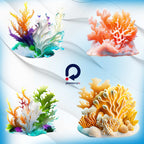 Sea Life – Clipart PNG cu căluți de mare, stele de mare, scoici, alge și corali