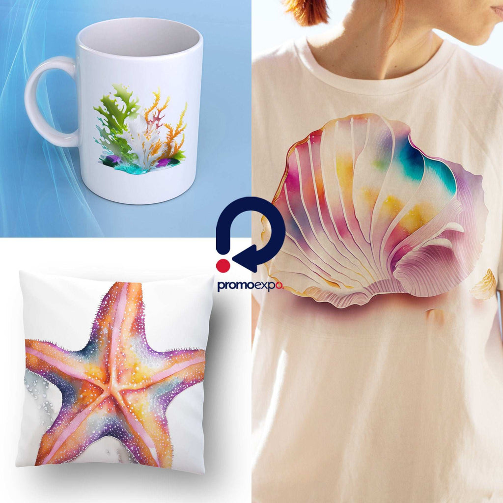 Sea Life – Clipart PNG cu căluți de mare, stele de mare, scoici, alge și corali