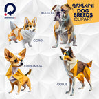 Clipart Căței în Stil Origami: Rase de Câini