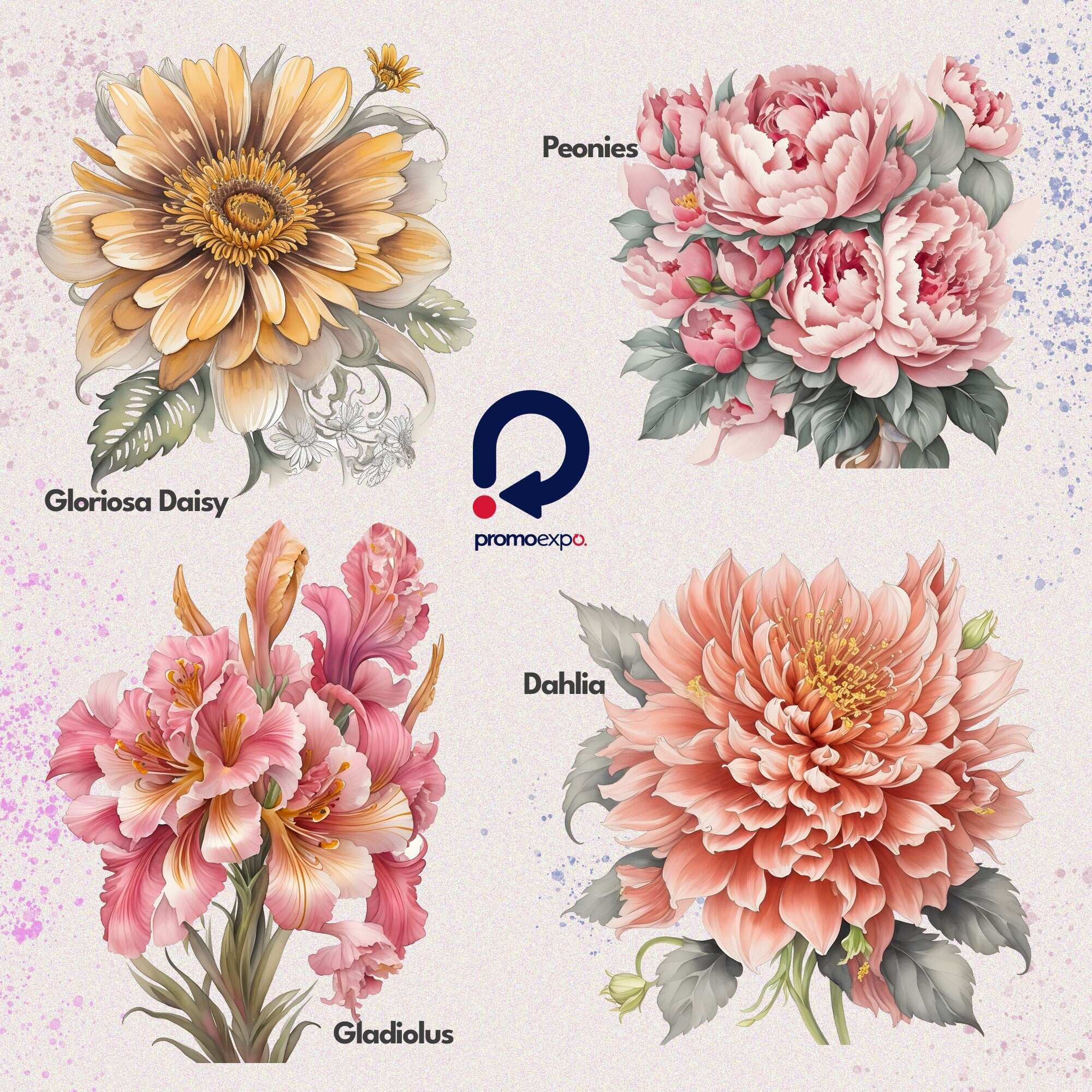 Summer Blooms – Clipart PNG cu flori de vară în acuarelă, buchete luminoase pentru proiecte creative