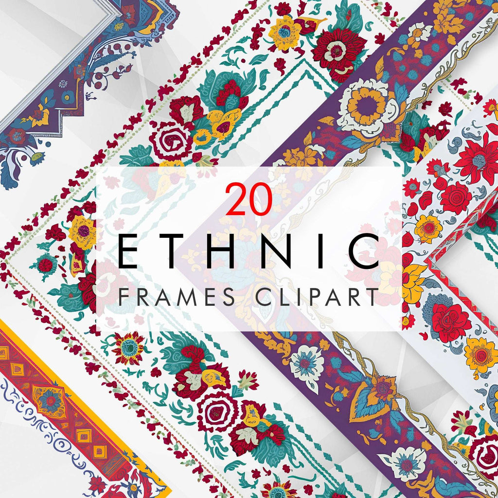 Clipart Rame Etnice, Rame Decorative cu Motive Tradiționale