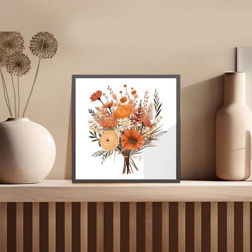Terracotta – Clipart PNG cu flori boho de toamnă în nuanțe neutre și aranjamente rustice