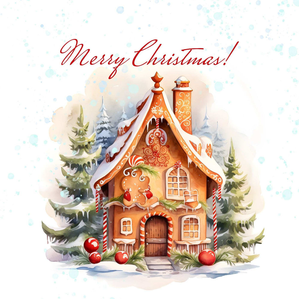 Clipart de Crăciun - Ilustrații Digitale PNG cu Peisaje de Iarnă și Decorațiuni Festive