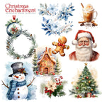 Clipart de Crăciun - Ilustrații Digitale PNG cu Peisaje de Iarnă și Decorațiuni Festive