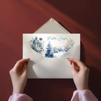 Clipart Acuarelă Peisaje Iarnă, Ilustrații Crăciun Albastru