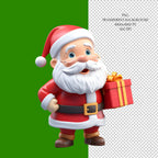 Whimsical Christmas Trees & Santa – Clipart PNG 3D cu brazi decorați și Moș Crăciun pentru proiecte festive