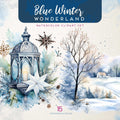 Blue Winter Wonderland, Watercolor Christmas Clipart, Winter Invitation Print, Christmas Cards Clipart, Watercolor Clipart, Holiday Season