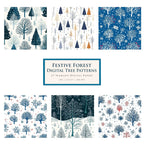 Festive Forest – Pachet Digital cu Fundaluri de Iarnă, pentru Scrapbooking, Crafturi și Proiecte de Sărbători