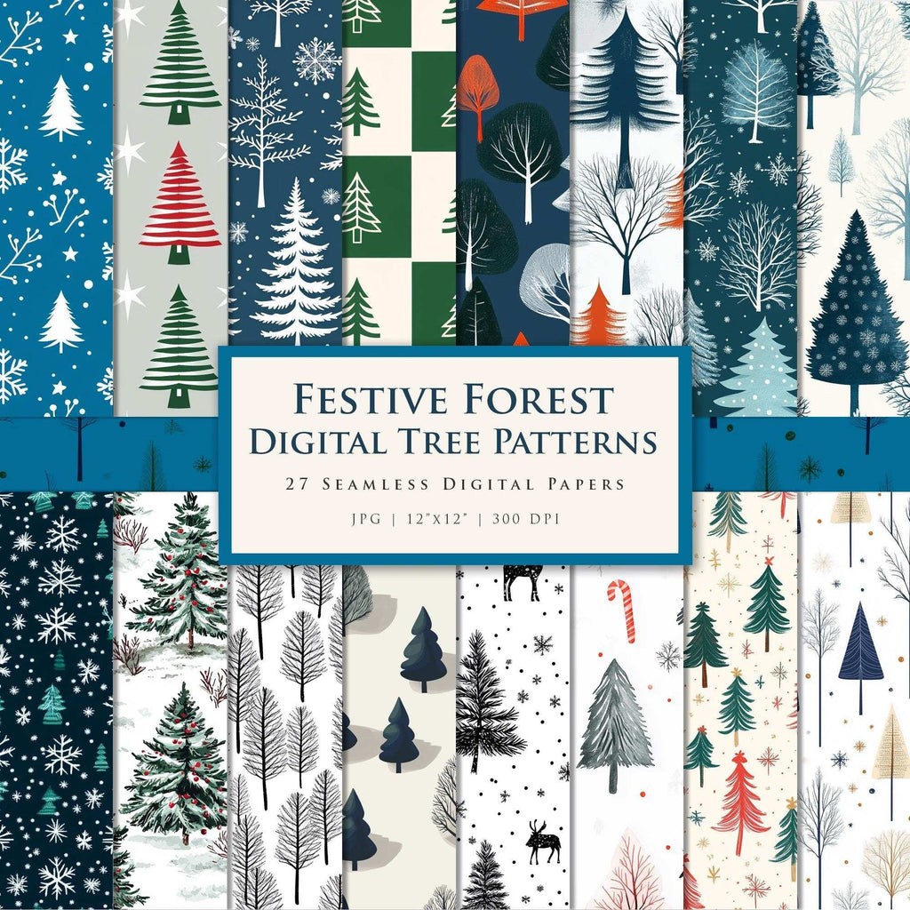 Festive Forest Digital Paper Pack – Seamless Winter Backgrounds, Scrapbooking, Cards, Crafts, Sublimation Holiday Projects, Digital Tree, vibrant tree pack
watercolor trees, artistic tree, holiday crafting pack, printable tree, forest digital paper
