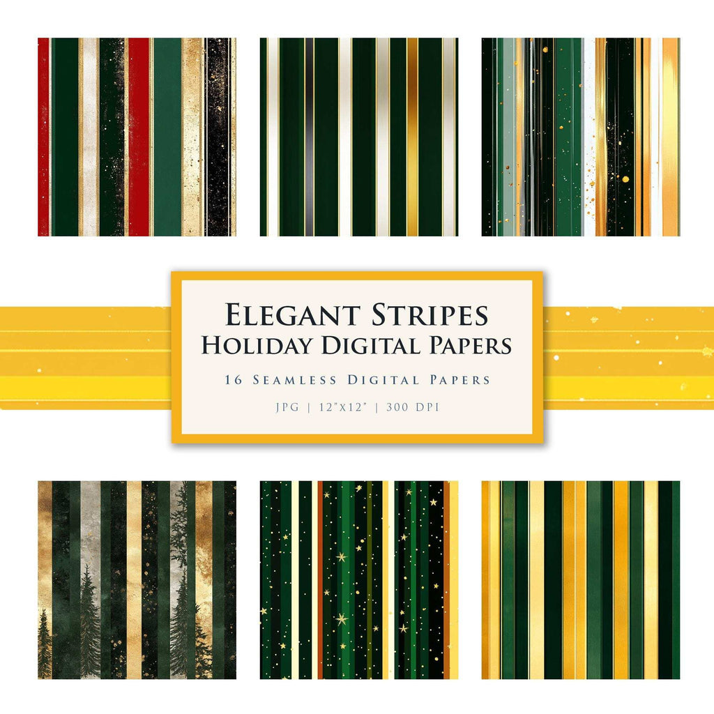 Hârtie Digitală Dungi Elegante, Modele Festive cu Dungi Continue