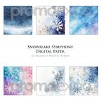 Snowflake Symphony – Fundaluri digitale seamless în acuarelă cu fulgi de zăpadă