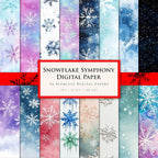 Snowflake Symphony Watercolor Winter Digital Papers – Seamless Winter Backgrounds, Scrapbooking, Cards, Crafts, Sublimation Holiday Projects, Christmas crafting materials
seamless snowflake patterns
snowy watercolor textures
festive holiday papers