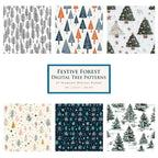 Festive Forest – Pachet Digital cu Fundaluri de Iarnă, pentru Scrapbooking, Crafturi și Proiecte de Sărbători