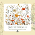 Wildflower Bliss – Clipart PNG cu flori sălbatice în acuarelă, borduri florale și coronițe botanice