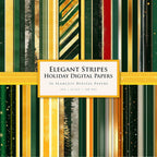 Green and Gold Striped Digital Paper, Seamless Holiday Designs in Elegant Green, Silver, Gold, Red Tones, Seamless Backgrounds, Scrapbooking, seamless striped paper
holiday crafting art
green stripe pattern
gold stripe design
Christmas patterns