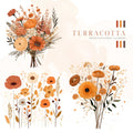 Terracotta, Autumn flowers, bohemian flowers, boho, boho flowers clipart, boho flower girl, watercolor flower, dried flower,boho bouquets, boho wedding clipart, boho bouquets, boho arrangements