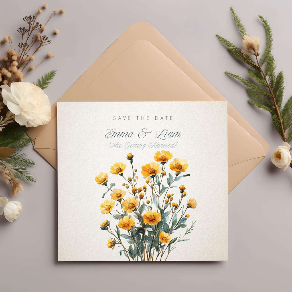 Yellow Floral Clipart – Clipart PNG cu flori sălbatice galbene în stil acuarelă, buchete și aranjamente florale