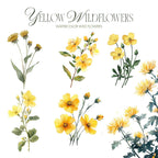 Yellow Floral Clipart – Clipart PNG cu flori sălbatice galbene în stil acuarelă, buchete și aranjamente florale