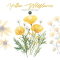 Yellow Floral Clipart – Clipart PNG cu flori sălbatice galbene în stil acuarelă, buchete și aranjamente florale