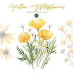 Yellow Floral Clipart – Clipart PNG cu flori sălbatice galbene în stil acuarelă, buchete și aranjamente florale
