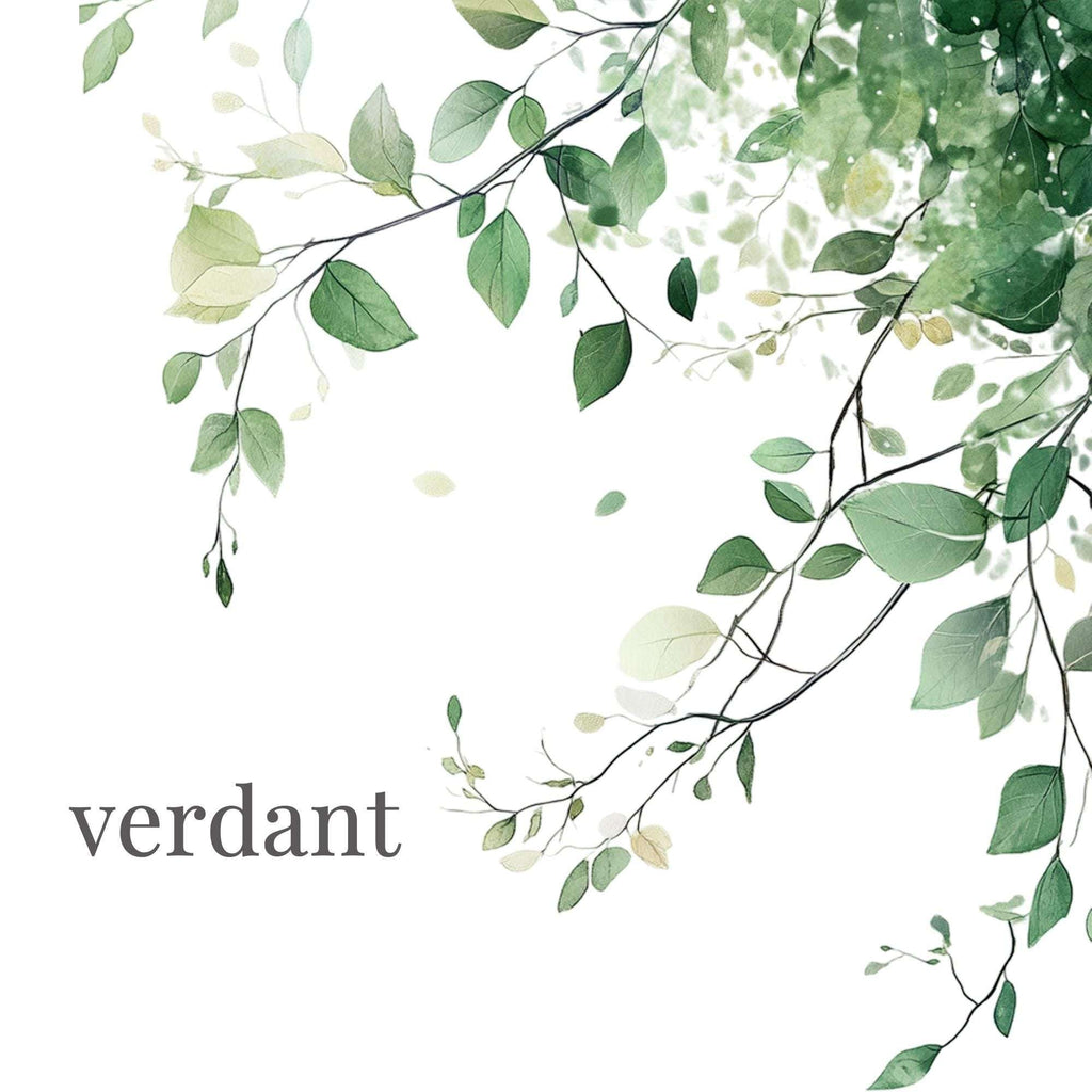 Verdant – Clipart PNG cu frunziș verde în stil acuarelă, ideal pentru nunți boho și designuri botanice