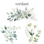 Verdant – Clipart PNG cu frunziș verde în stil acuarelă, ideal pentru nunți boho și designuri botanice