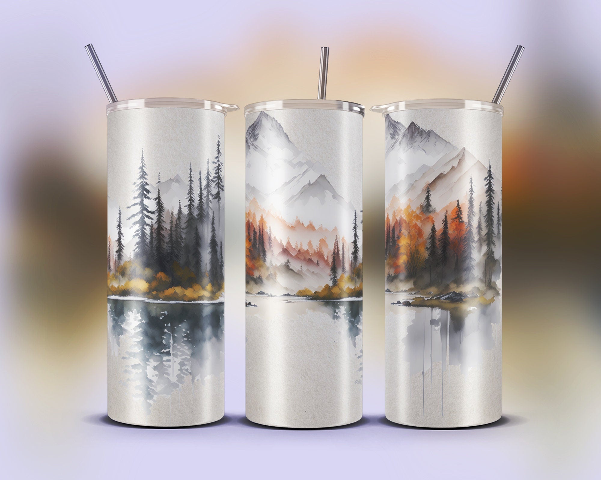 Majestic Mountain Vistas: Mountains Clipart - Watercolor Clipart - Forest Clipart - Mountain Landscapes - Mountains - Watercolor Forest