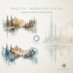 Majestic Mountain Vistas: Mountains Clipart - Watercolor Clipart - Forest Clipart - Mountain Landscapes - Mountains - Watercolor Forest