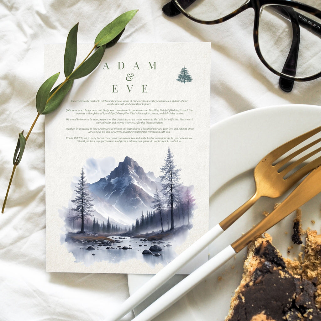 Fog-Kissed Autumn Mountains: Mountains Clipart - Watercolor Clipart - Forest Clipart - Mountain Landscapes - Mountains - Watercolor Forest
