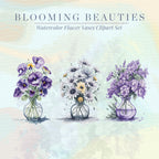 Blooming Beauties – Clipart PNG cu vaze florale în acuarelă, pentru invitații, decoruri și proiecte creative