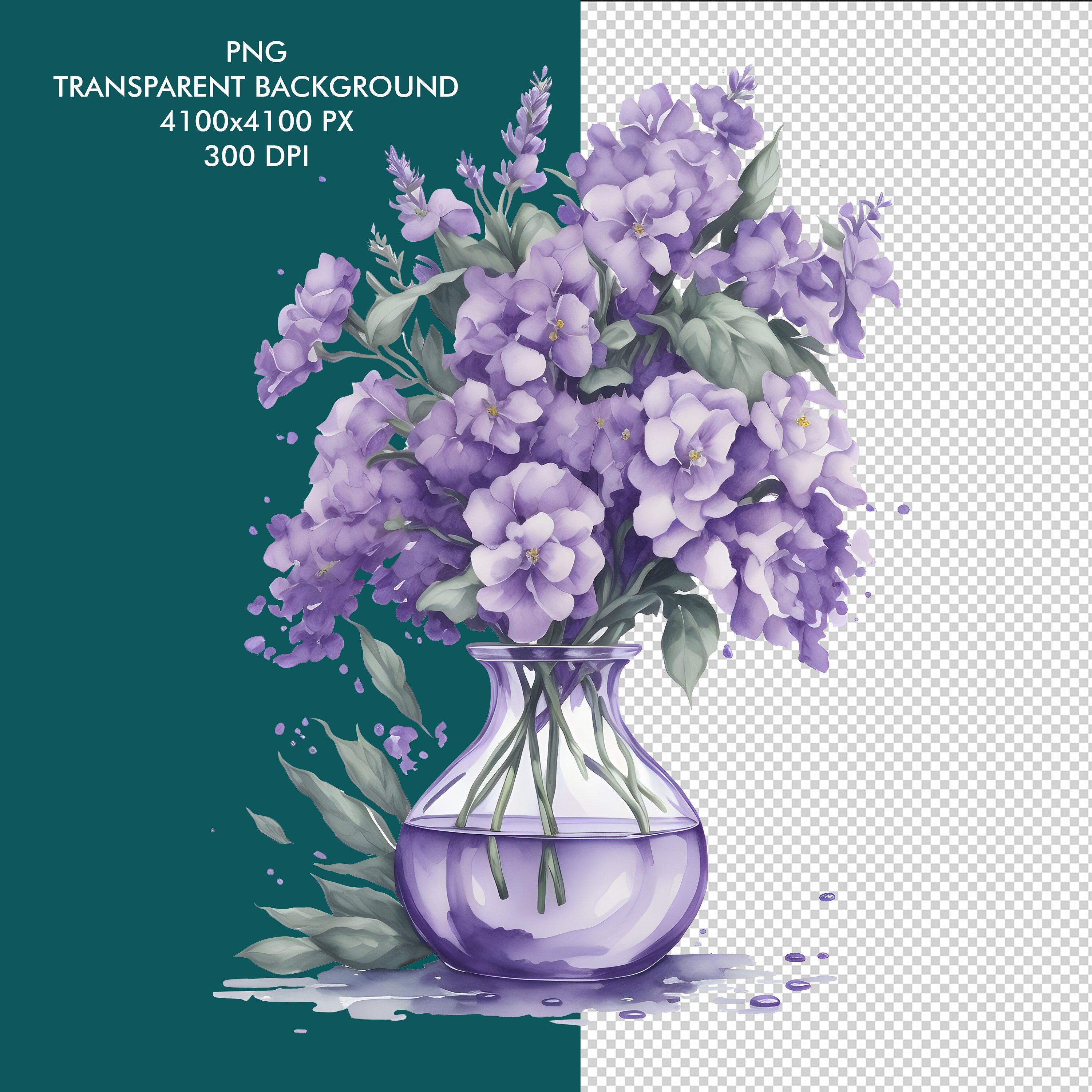 Blooming Beauties – Clipart PNG cu vaze florale în acuarelă, pentru invitații, decoruri și proiecte creative