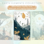 Earth Elements, Serene Nature-Inspired Cards, Watercolor Illustrations, Soft colors, earthy tones, Wall Art, Digital Print, High Resolution